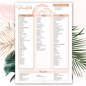 Holiday packing list for children & babies to edit and print: INSTANT DOWNLOAD. Checklist in rose