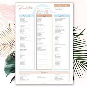 Holiday packing list for children & babies to edit and print: INSTANT DOWNLOAD. Checklist in Babyblue