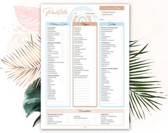 Editable & Printable Vacation Packing List for Kids & Babies: INSTANT DOWNLOAD. Checklist in baby blue