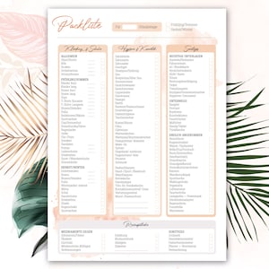Holiday packing list to edit and print: INSTANT DOWNLOAD. Checklist in Apricot