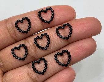 Black Pearl heart charms