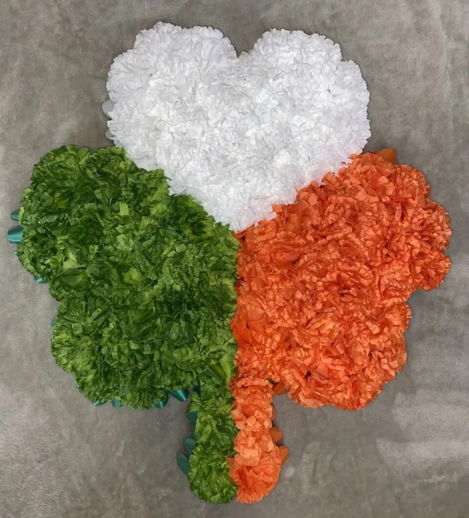 IRISH Green Orange & White HEART Funeral Memorial Tribute