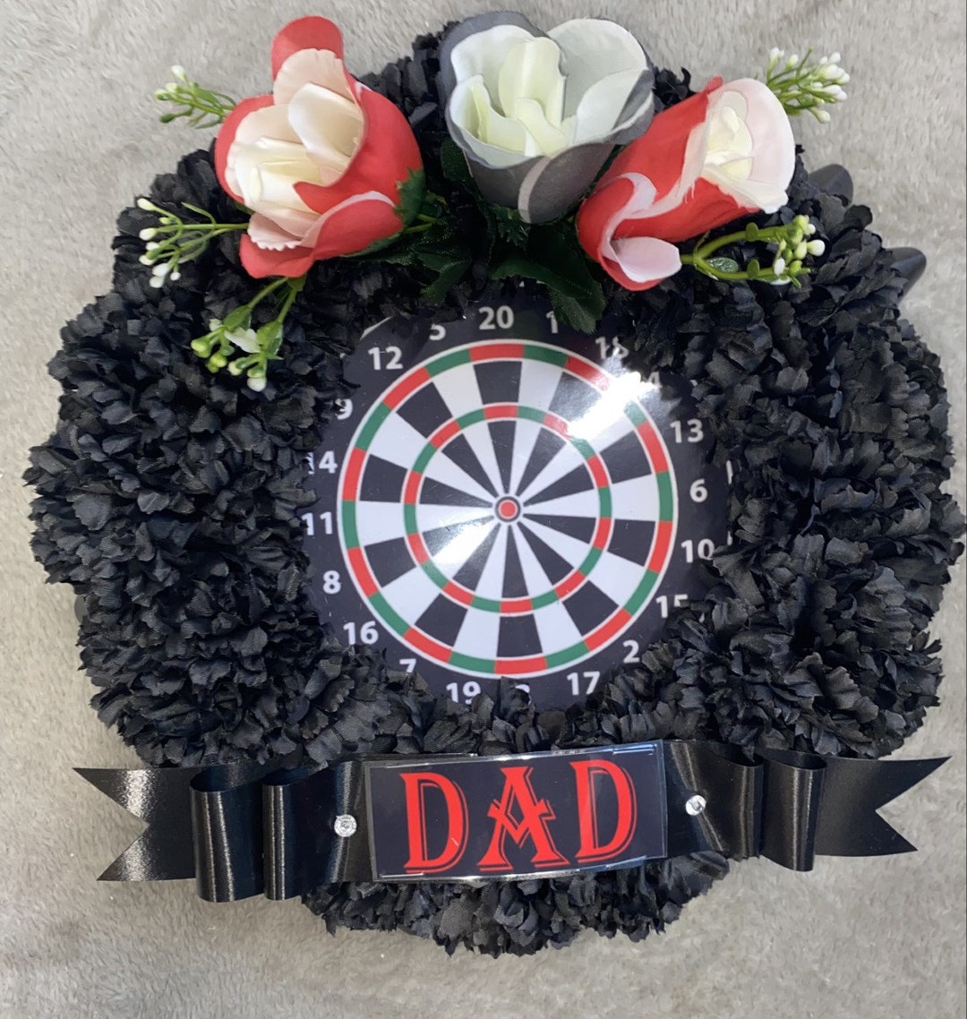 DART BOARD ROUND Silk Artificial Funeral Memorial Flowers Silk Flower