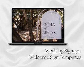 Wedding Welcome Sign Minimalist Aesthetic Editable Canva Template Arch Rectangle A1