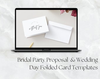 Bridal Party Proposal & Wedding Day Folded Card Digital Canva Templates Editable Design for Print