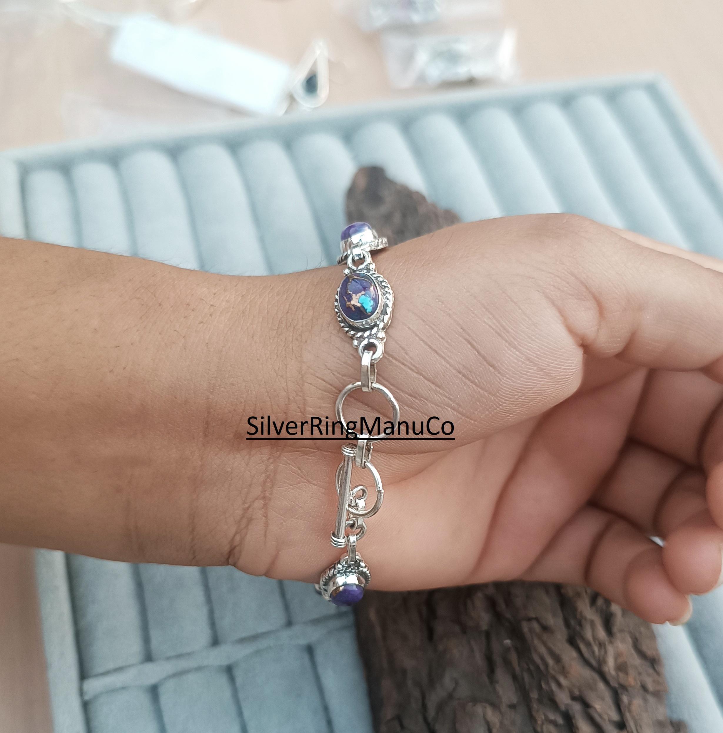 Purple Copper Turquoise Bracelet, Wonderful Bracelet, Handmade