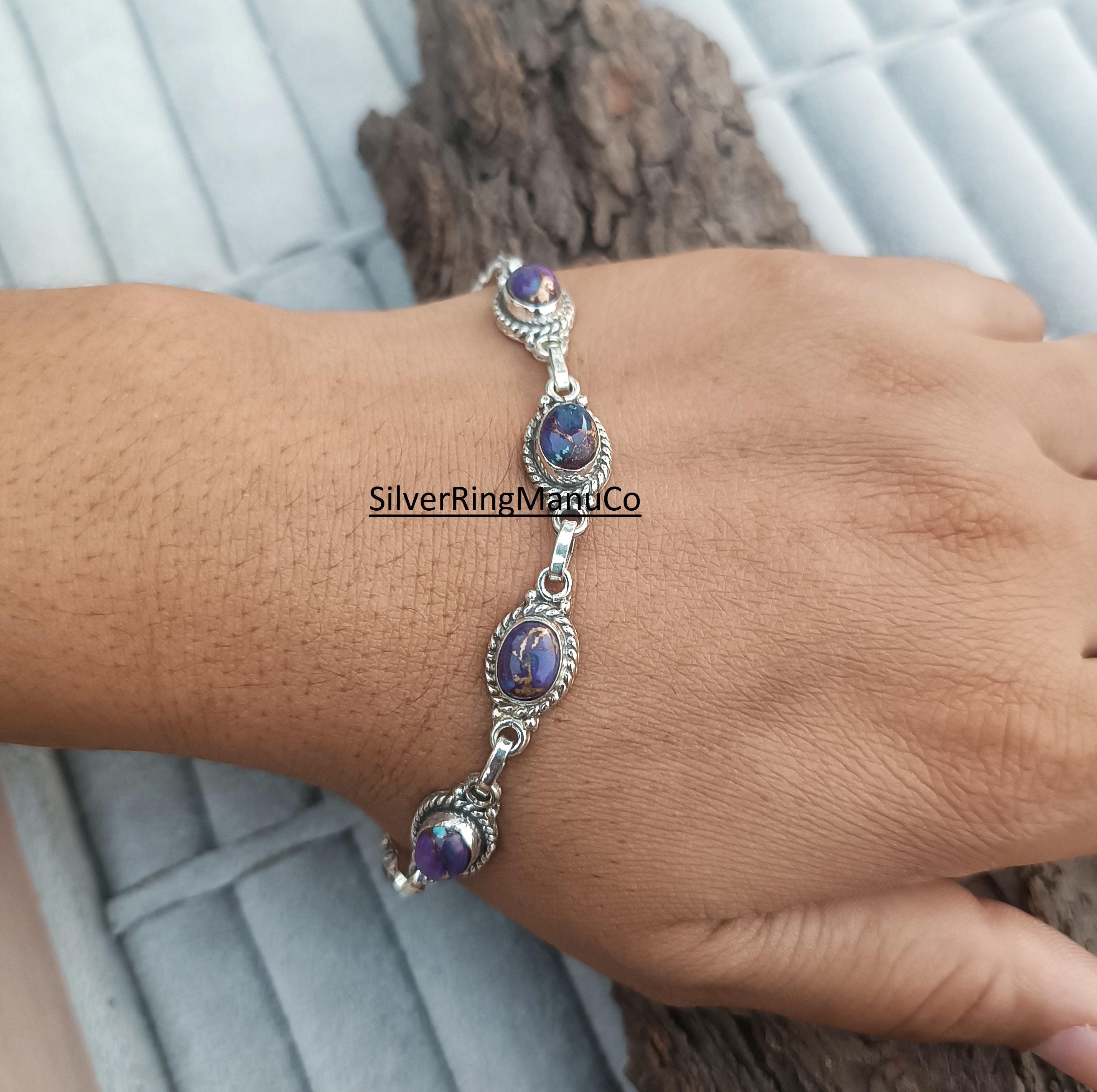 Purple Copper Turquoise Bracelet, Wonderful Bracelet, Handmade