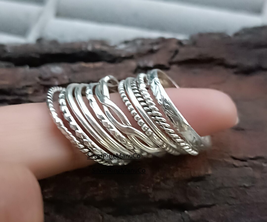 Silver Stacking Ring, Set Of, 11set Stacking Rings Stacks, 925 Silver ...