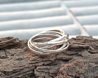 925 Sterling Silver Ring, 5Rolling Multi Band Ring Silver Triple interlocked Ring,Russian Wedding Rings. Rolling Ring Thumb Ring, Multi Ring