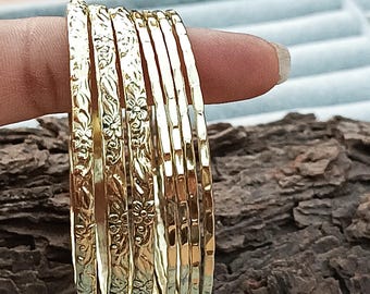 Set Of 7 Set Bangles, Brass Bangles Solid Brass Stacking Bangles, 7 Day Bangles, Brass Jewelry, Stack Bangle, Gift For Her, brass bangles