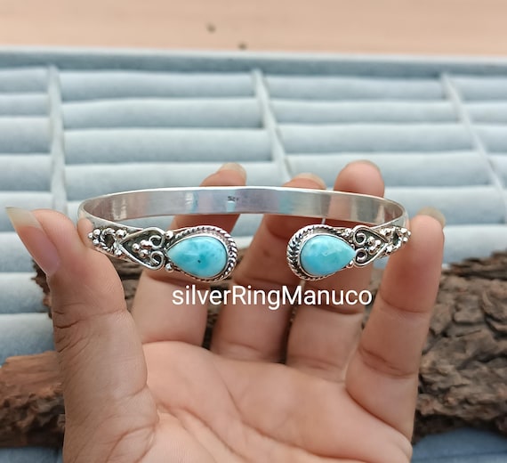 Larimar Bangle  Bangle, 925 Sterling Silver Bangle, Women , Larimar Jewelry , Handmade Bangle, Gift Bangle, Larimar Bracelet, Gift Bangle