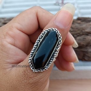 Black Onyx Ring, 925 Sterling Silver Ring, Handmade Ring, Gift For Her, Black Onyx Gemstone Ring, Women Ring, Anniversary Gift Ring,