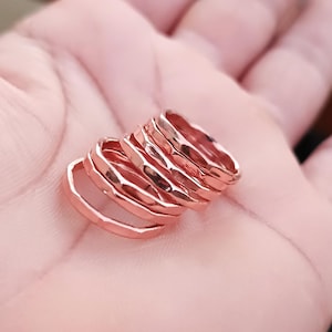 Kopparstapelringar Hamrade ringar 100 % ren koppar ultimat stapelringsset | 7 texturerade ringar som set eller singlar i olika utföranden