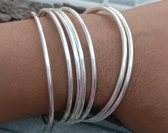 Ensemble de 7 bracelets, argent sterling 925, bracelets de mariage, bracelets 7 jours, bracelets à superposer, bijoux en argent, bracelets faits main, bracelets pour femmes