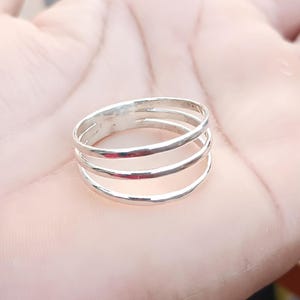 Minimalist & Dainty Triple Band Ring  925 Sterling Ring, Silver Jewelry, Boho Ring,  Band Rings. Triple Lines Layer Ring,   Christmas Gift