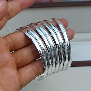Solid 925 Sterling Silver Bangles,Set Of 7 Bangles,Half Round Bangles,Wondrefull Bangles,Handmade Silver Bangles,Simple Bangles,Gift For Her