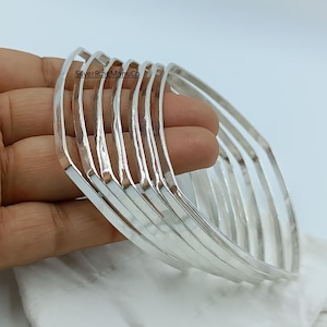 925 Sterling Silver Bangles | Geometric Stackable Bangle Bracelet | Minimalist Modern Silver Jewelry | Everyday Statement Bangles.