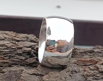 925 Sterling Silver, Half Dome Ring, Wide Band Ring, Comfort Fit 8 mm Band Ring, Handmade Ring, Statement Ring, Wedding Band Silver Ring,