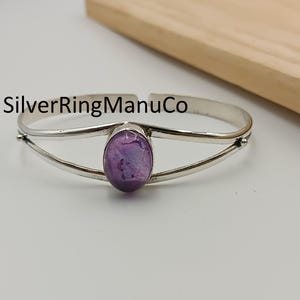 Amethyst Gemstone Bangle, 925 Sterling Silver Bangle, Gift For Bangle Cuff Bangle, Adjustable Filigree Designers Bangle, Gift Bangle For Mom