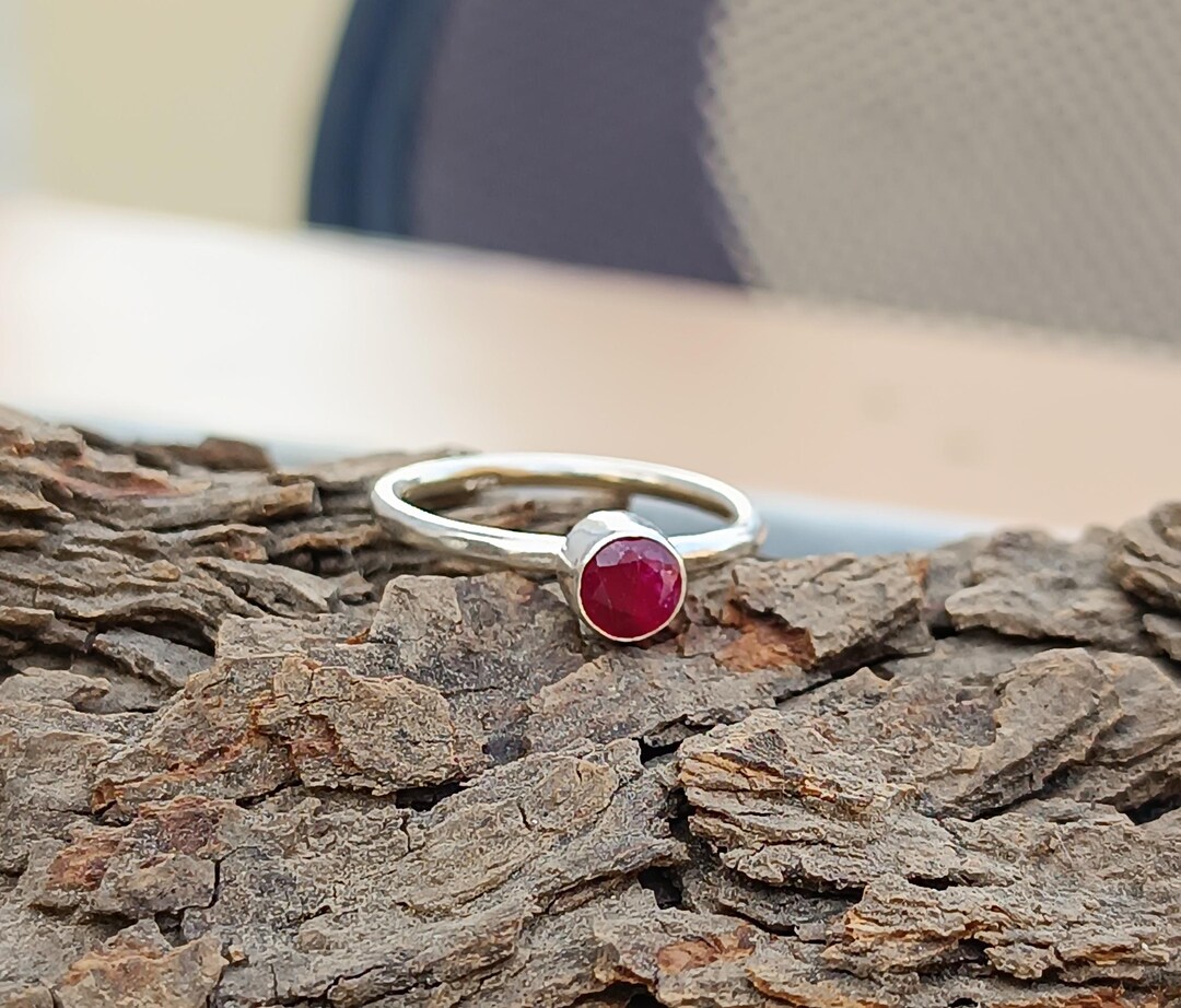 Ruby Ring , Simple Band Ring, Ruby Jewelry 925 Sterling Silver Ring ...