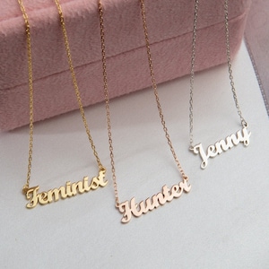 18K Gold Custom Made Name Necklace, Personalized Gifts For Mom, 14K Solid Gold Dainty Name Necklace, Gift For Sister, Best Gift For Mothers