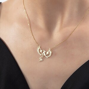 14K massief gouden feniksketting, Firebird-hanger, cadeau moeder