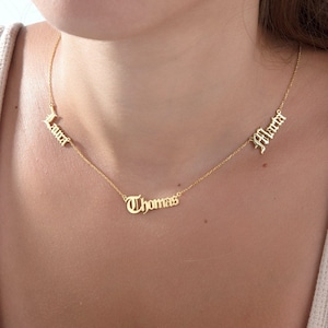 Regalos para el Día de la Madre, Collares de Plata con Varios Nombres para Mujer, Joyería Personalizada, Collar con Nombre Familiar en Oro de 14K para Mamá, Regalo de Cumpleaños