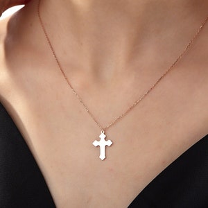 14K Gold Cross Necklaces For Women, Silver Crucifix Pendants, Gift For Mom, Religious Jewelry, Birthday Gift For Her, Best Gift For Mothers