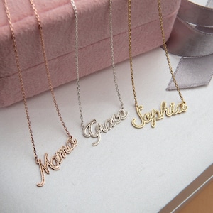 14K Gold Custom Made Name Necklaces, Personalized Gift For Her, 18K Solid Gold Name Pendants, Birthday Gifts For Mom, Best Gift For Mothers