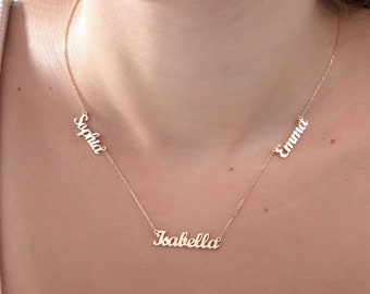 Sterling Silver Multi Name Family Necklaces, Personalized Gifts, 14K Gold Name Necklace For Women, Gifts For Grandma, Gifts For Mother's Day