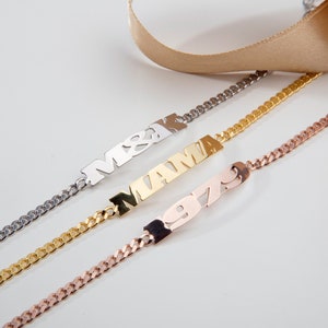 14K Gold Custom Made Name Bracelet, Birthday Gifts For Mom, Silver Name Bracelet With Curb Chain, Personalized Gifts, Best Gift For Mothers