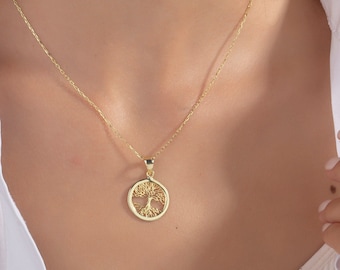 14K Gold Tree of Life Necklaces, Gifts For Mom, 18K Gold Life Tree Pendants, Bridesmaid Gifts, Birthday Gift For Her, Best Gift For Mothers