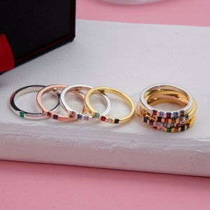 Custom Made Birthstone Rings, 14K Princess Birthstone Ring, Silver Princess Gemstone Ring, Personalized Gift For Mom, Best Gift For Mothers