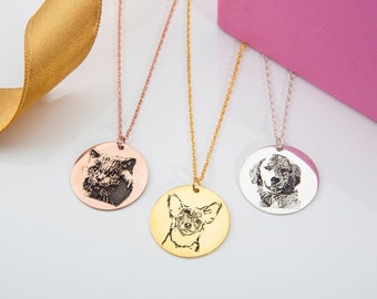 Sterling Silver Pets Photo Pendant Necklace, Personalized Pet Memorial Gift