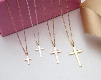 Details about   14k Yellow Gold Plain Crucifix Christ Cross Pendant Charm Free Valentino Chain