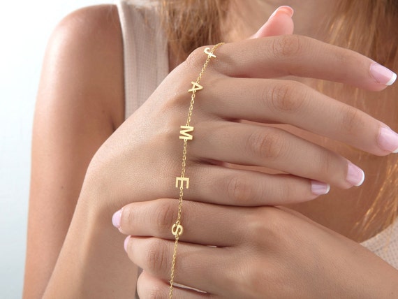 Gold letter cheap charm bracelet