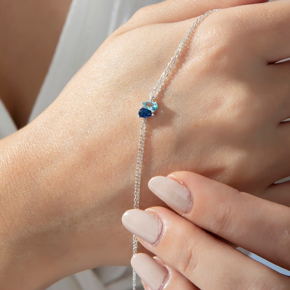 Bracciale con pietra portafortuna a goccia in oro 14 carati, gioielli di famiglia personalizzati - Italia