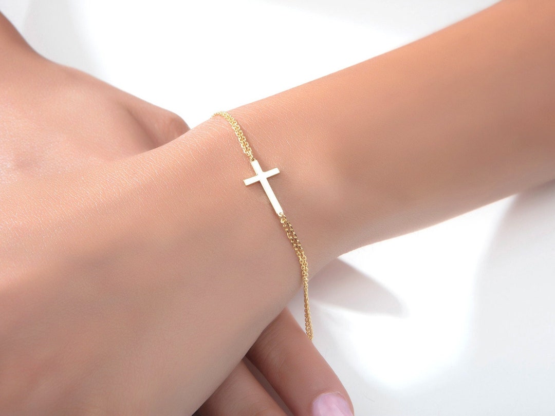 Sterling silver cross bracelets for women 14k gold cross bracelet for