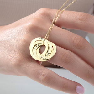 Solid Gold Name Necklace, 14K Name Engraved Pendants, Engraved Circle Family Necklace, Personalized Gift For Mothers, Best Gift For Mothers