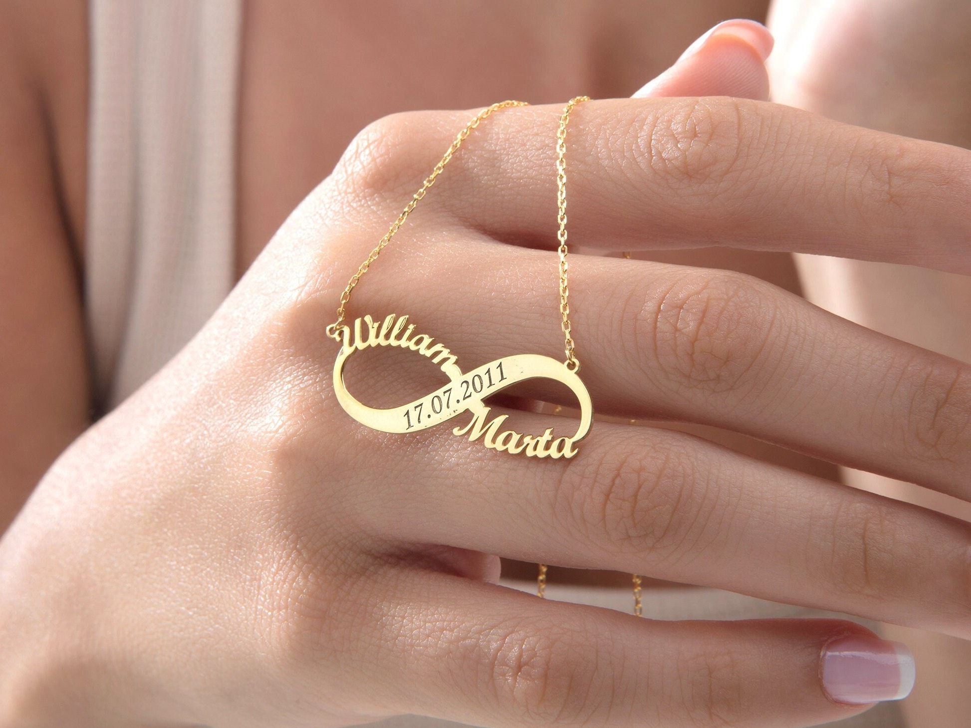 Silver Multiple Name Infinity Necklace, Gold Plated Family Name Eternity Necklace, Personalized Gift, Custom Jewelry, Best Gift For Mothers