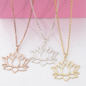 Sterling Silver Dainty Lotus Necklaces, Birthday Gifts For Mothers, Bridesmaid Gifts, 14K Gold Lotus Floral Pendants, Best Gift For Mothers