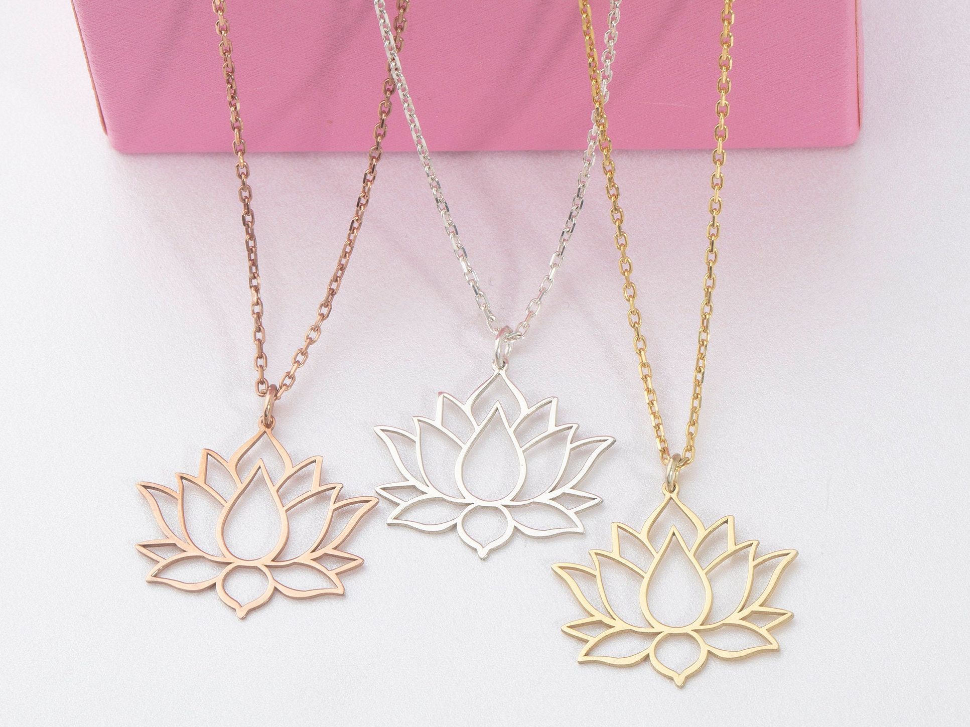 Sterling Silver Dainty Lotus Necklaces, Birthday Gifts For Mothers, Bridesmaid Gifts, 14K Gold Lotus Floral Pendants, Best Gift For Mothers