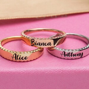Sterling Silber maßgeschneiderte Namen Ringe, 14K Gold Familiennamen Ring, Geburtstag Geschenke für Mama, personalisierte Geschenk für sie, beste Geschenk für Mütter