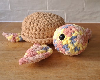 JUMBO Turtle Plushie | Colourful Amigurumi Turtle | Handmade Crochet Turtle | Squishy Animal Plushie | Jumbo-sized made with Blanket Yarn