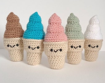 Ice Cream Cone Plush | Handmade Crochet Summer Decor | Amigurumi Swirly Ice Cream | Hand-crocheted Yarn Plushie