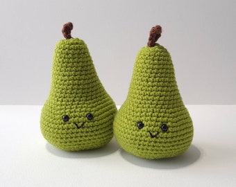 Pear Plushie | Handmade Fruit Decor | Adorable Crochet Pear | Cute Amigurumi Fruit