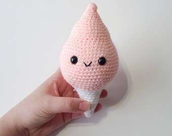 Candyfloss Crochet Plushie | Pink Cotton Candy Plushie | Chubby Cartoon Sweet Plush | Squishy Amigurumi Food