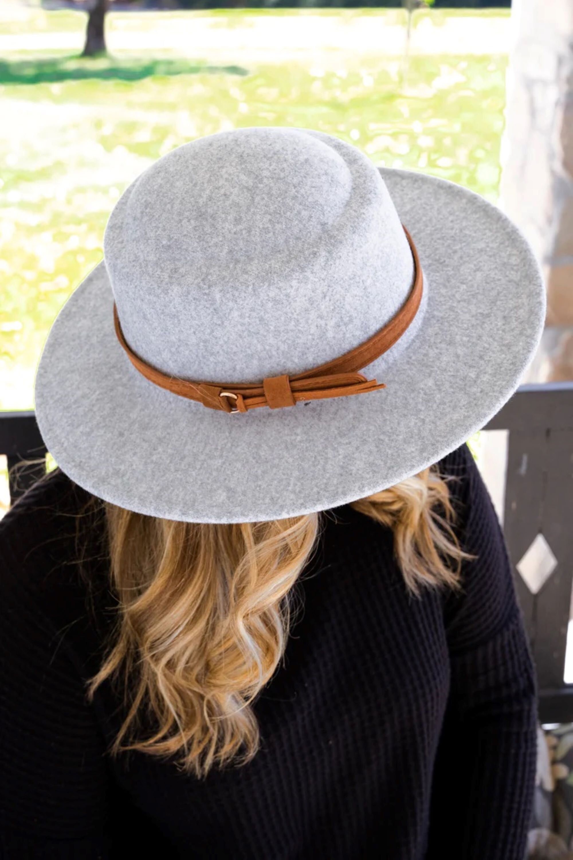 Women's Wide Brim Hat, Felt Fedora, Flat Brim Hat, Women's Fashion Hat, Women's Fedora, Gray