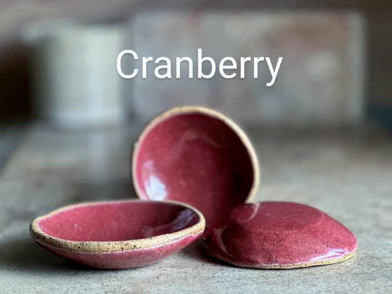 Cute matching set of 3 mini bowls 3 nesting pinch bowls Ceramic bowl set Cranberry