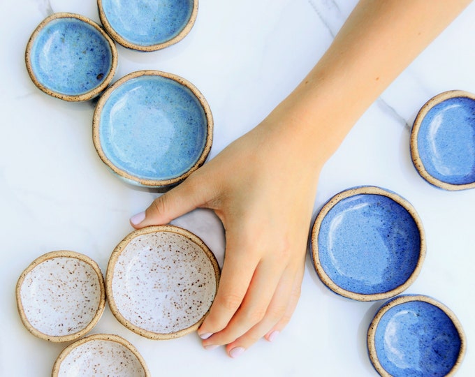 Cute matching set of 3 mini bowls | 3 nesting pinch bowls | Ceramic bowl set